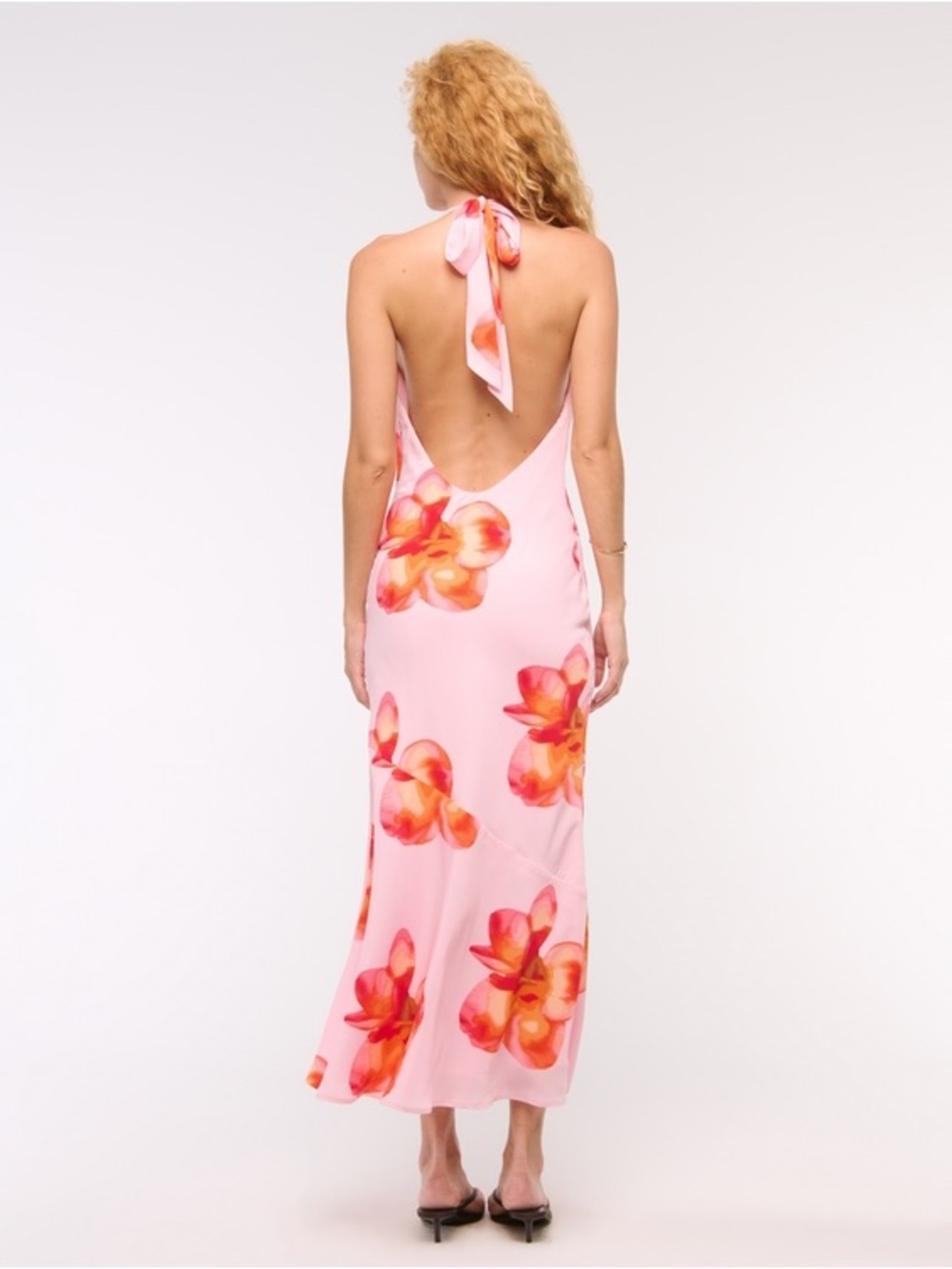 Abercrombie & Fitch Pink Backless Floral Maxi Dress with Orange Accents - Picture 3 of 5